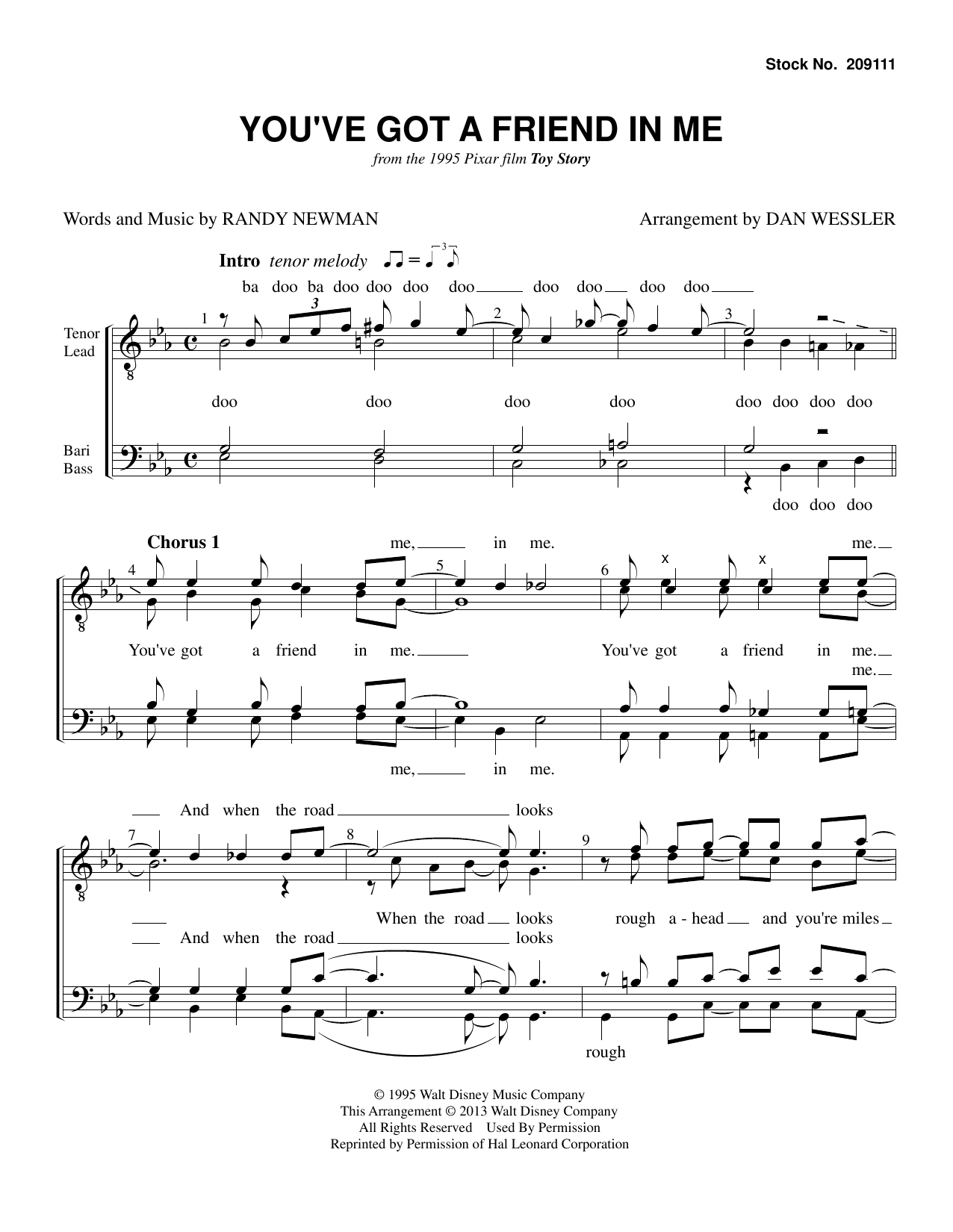 Randy Newman You've Got A Friend In Me (from Toy Story) (arr. Dan Wessler) sheet music notes and chords arranged for SATB Choir
