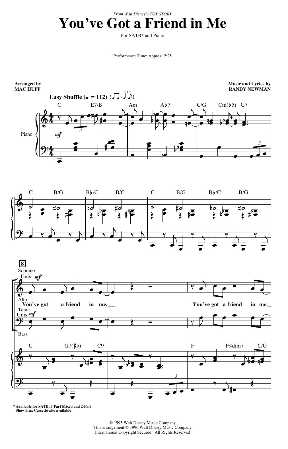 Randy Newman You've Got A Friend In Me (from Toy Story) (arr. Mac Huff) sheet music notes and chords arranged for 3-Part Mixed Choir