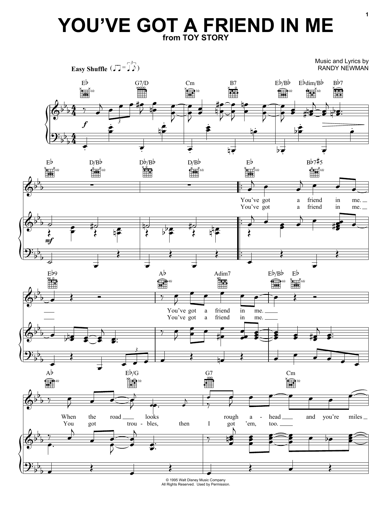 Randy Newman You've Got A Friend In Me (from Toy Story) sheet music notes and chords arranged for Lead Sheet / Fake Book