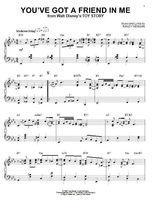 Randy Newman You've Got A Friend In Me [Jazz version] (from Toy Story) (arr. Brent Edstrom) sheet music notes and chords arranged for Piano Solo