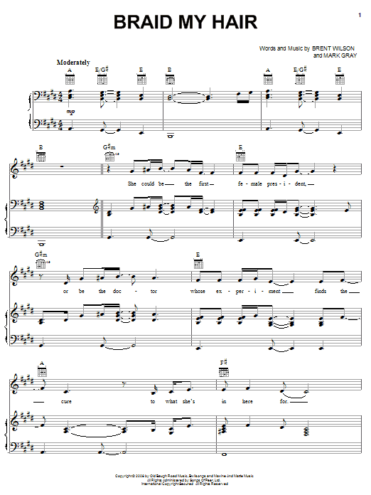 Randy Owen Braid My Hair sheet music notes and chords arranged for Piano, Vocal & Guitar Chords (Right-Hand Melody)