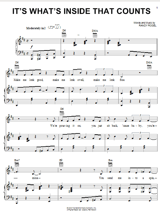 Randy Rogel It's What's Inside That Counts sheet music notes and chords arranged for Piano, Vocal & Guitar Chords (Right-Hand Melody)