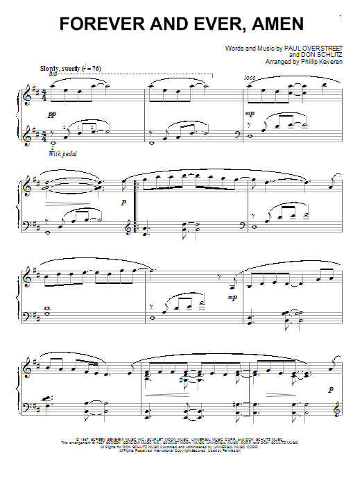 Randy Travis Forever And Ever, Amen (arr. Phillip Keveren) sheet music notes and chords arranged for Piano Solo
