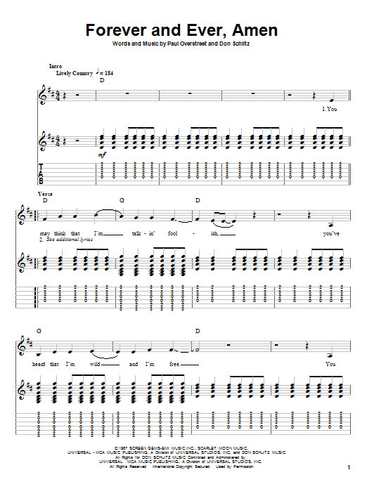 Randy Travis Forever And Ever, Amen sheet music notes and chords arranged for Super Easy Piano