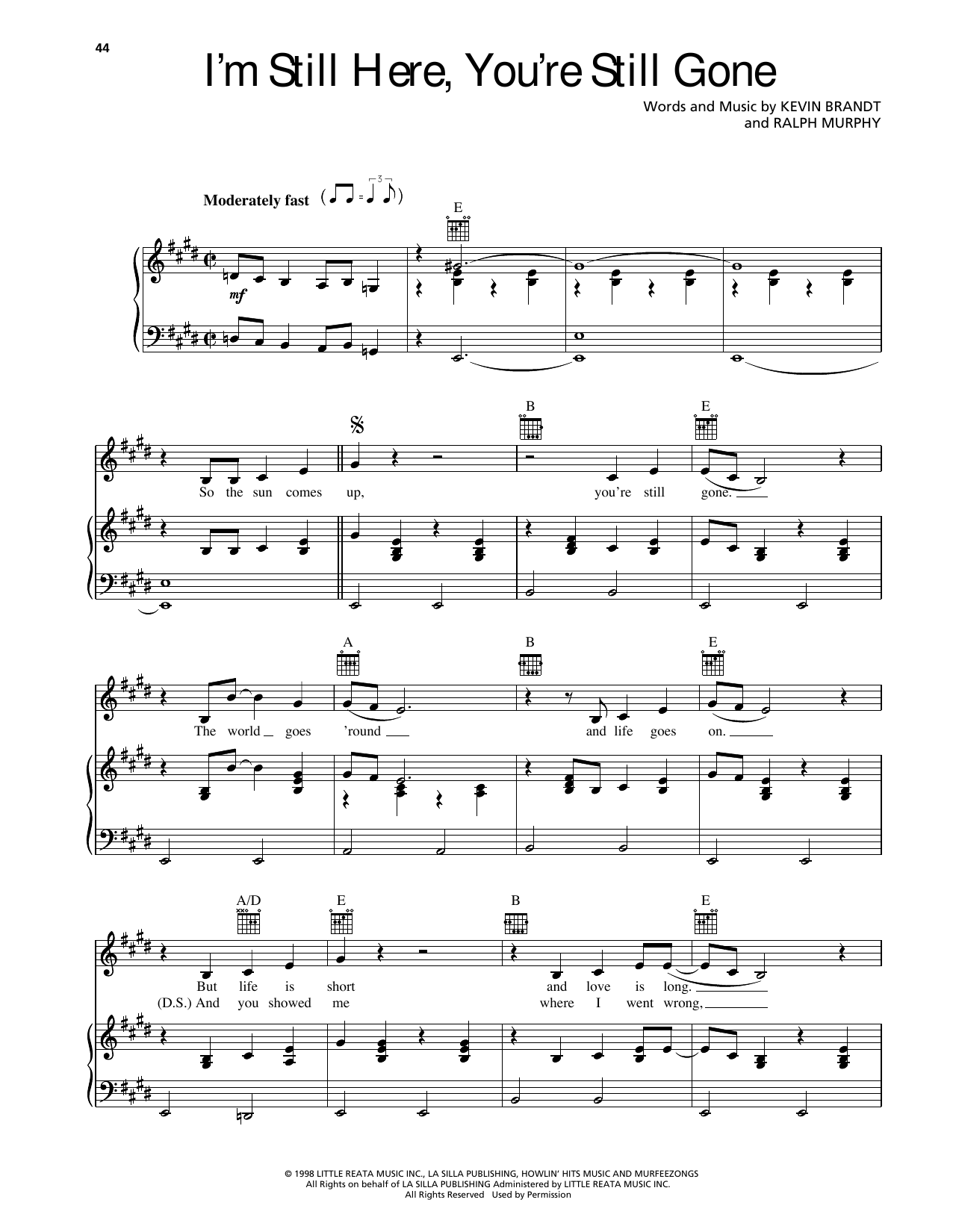 Randy Travis I'm Still Here, You're Still Gone sheet music notes and chords arranged for Piano, Vocal & Guitar Chords (Right-Hand Melody)