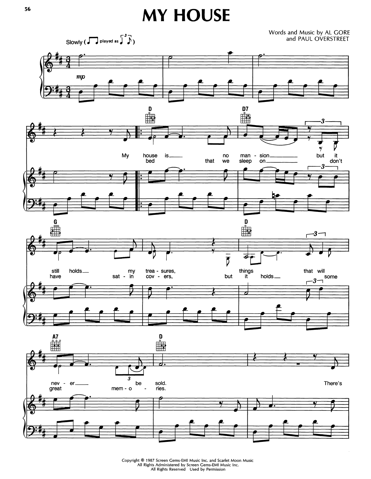 Randy Travis My House sheet music notes and chords arranged for Piano, Vocal & Guitar Chords (Right-Hand Melody)