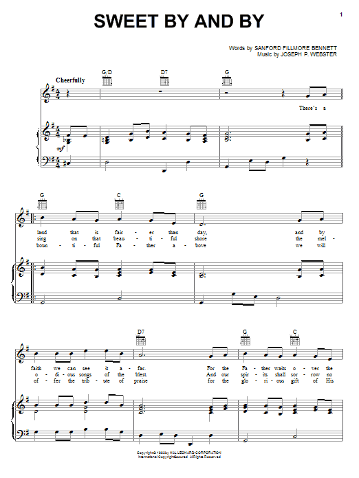 Randy Travis Sweet By And By sheet music notes and chords arranged for Piano, Vocal & Guitar Chords (Right-Hand Melody)