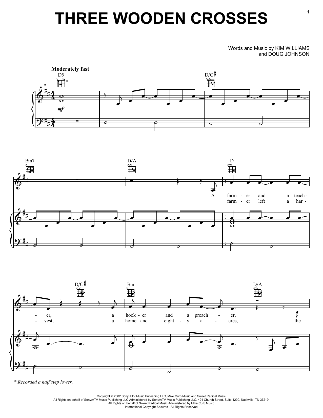Randy Travis Three Wooden Crosses sheet music notes and chords arranged for Ukulele