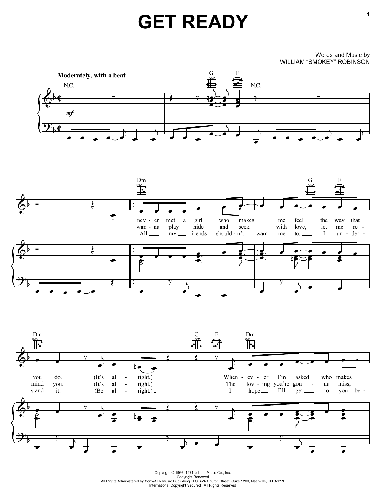 Rare Earth Get Ready sheet music notes and chords. Download Printable PDF.