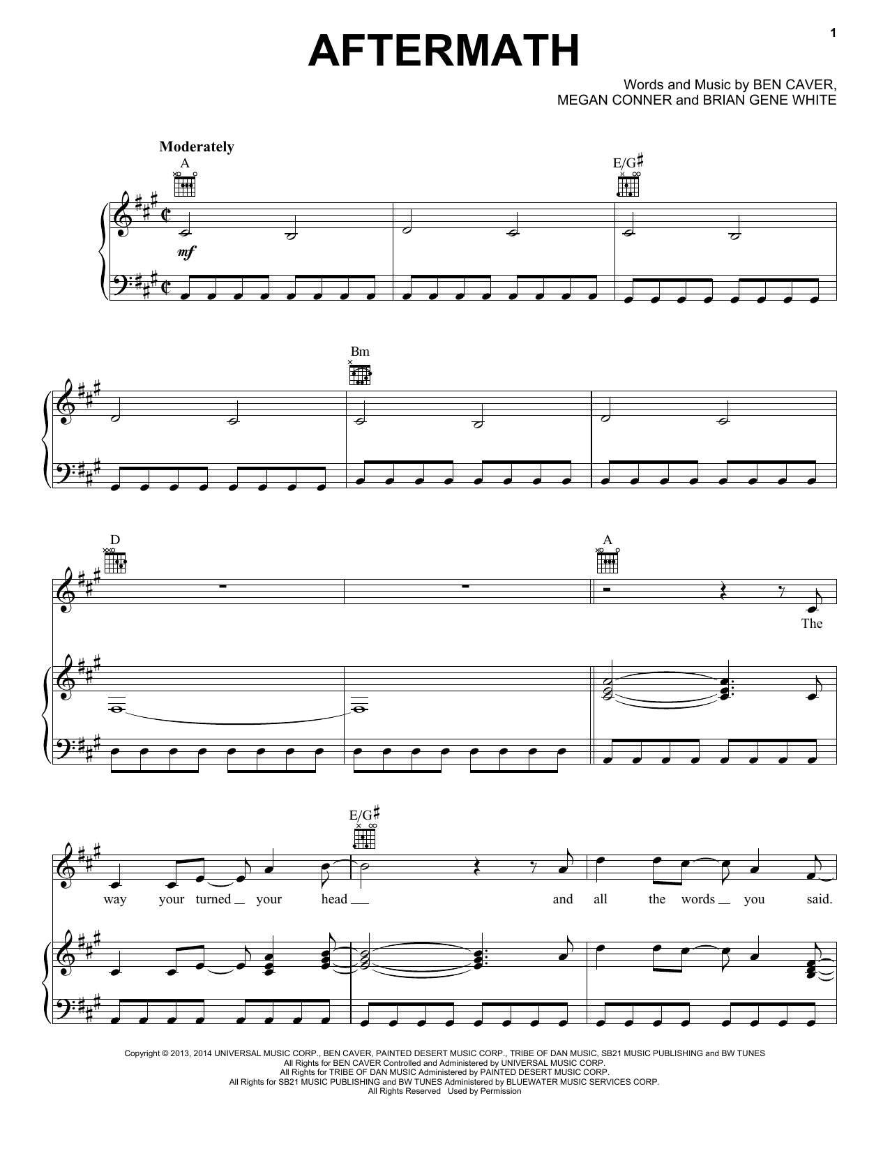Rascal Flatts Aftermath sheet music notes and chords arranged for Piano, Vocal & Guitar Chords (Right-Hand Melody)