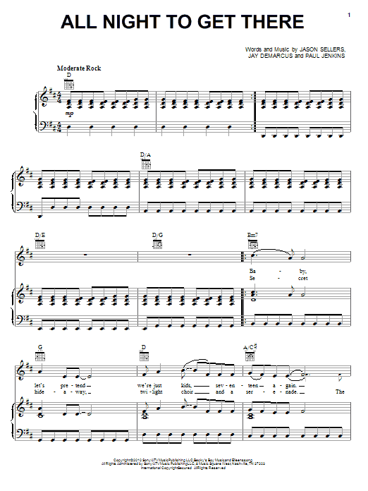 Rascal Flatts All Night To Get There sheet music notes and chords arranged for Piano, Vocal & Guitar Chords (Right-Hand Melody)