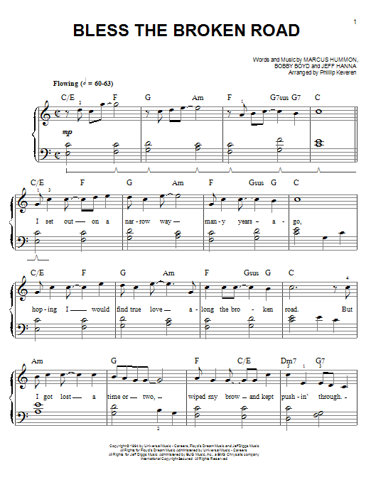Rascal Flatts Bless The Broken Road (arr. Phillip Keveren) sheet music notes and chords arranged for Easy Piano