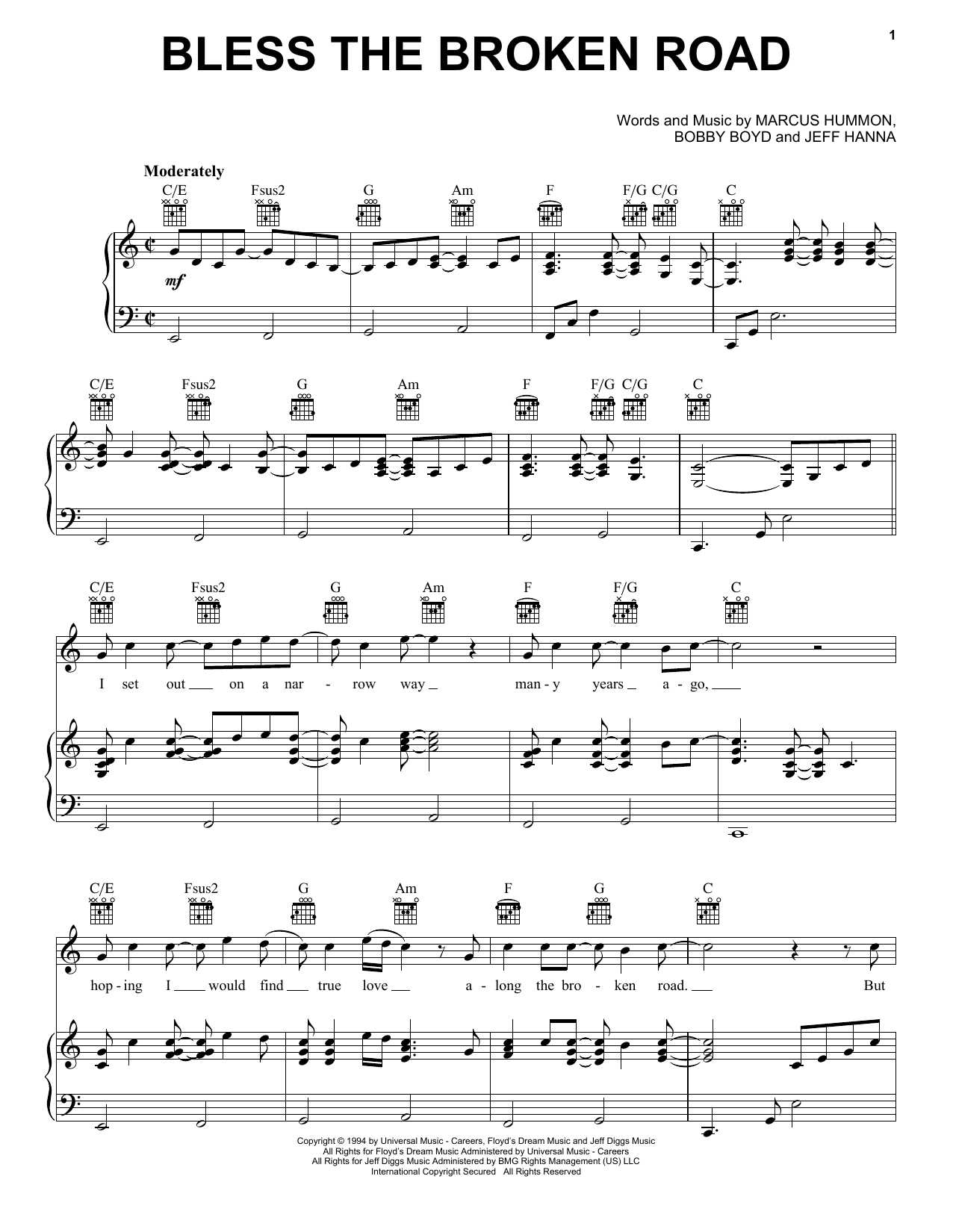 Rascal Flatts Bless The Broken Road sheet music notes and chords arranged for Educational Piano