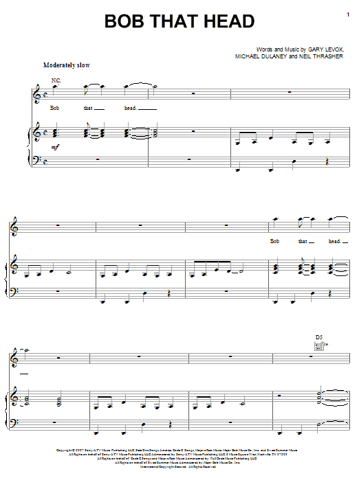 Rascal Flatts Bob That Head sheet music notes and chords arranged for Piano, Vocal & Guitar Chords (Right-Hand Melody)
