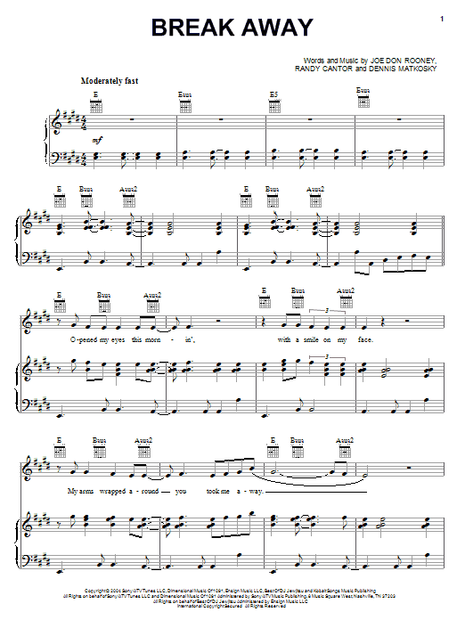 Rascal Flatts Break Away sheet music notes and chords arranged for Piano, Vocal & Guitar Chords (Right-Hand Melody)