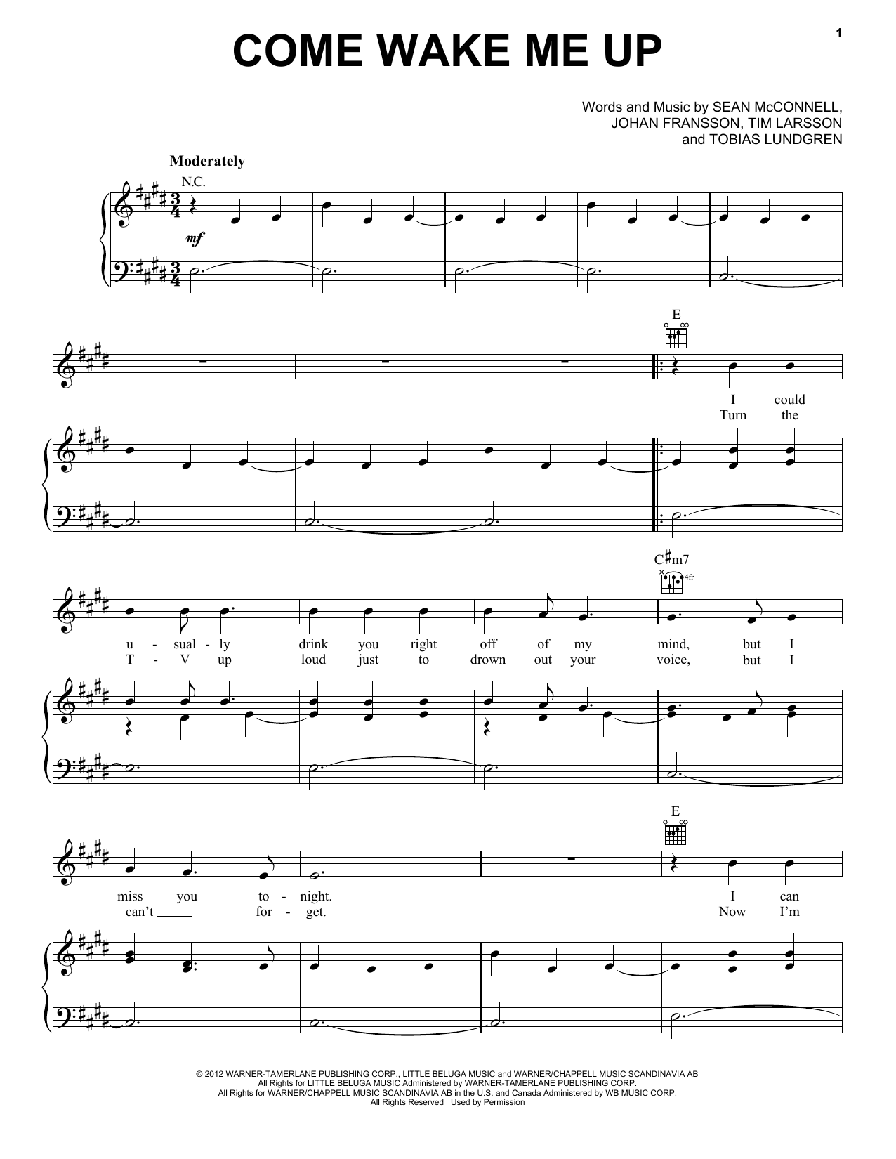 Rascal Flatts Come Wake Me Up sheet music notes and chords arranged for Piano, Vocal & Guitar Chords (Right-Hand Melody)