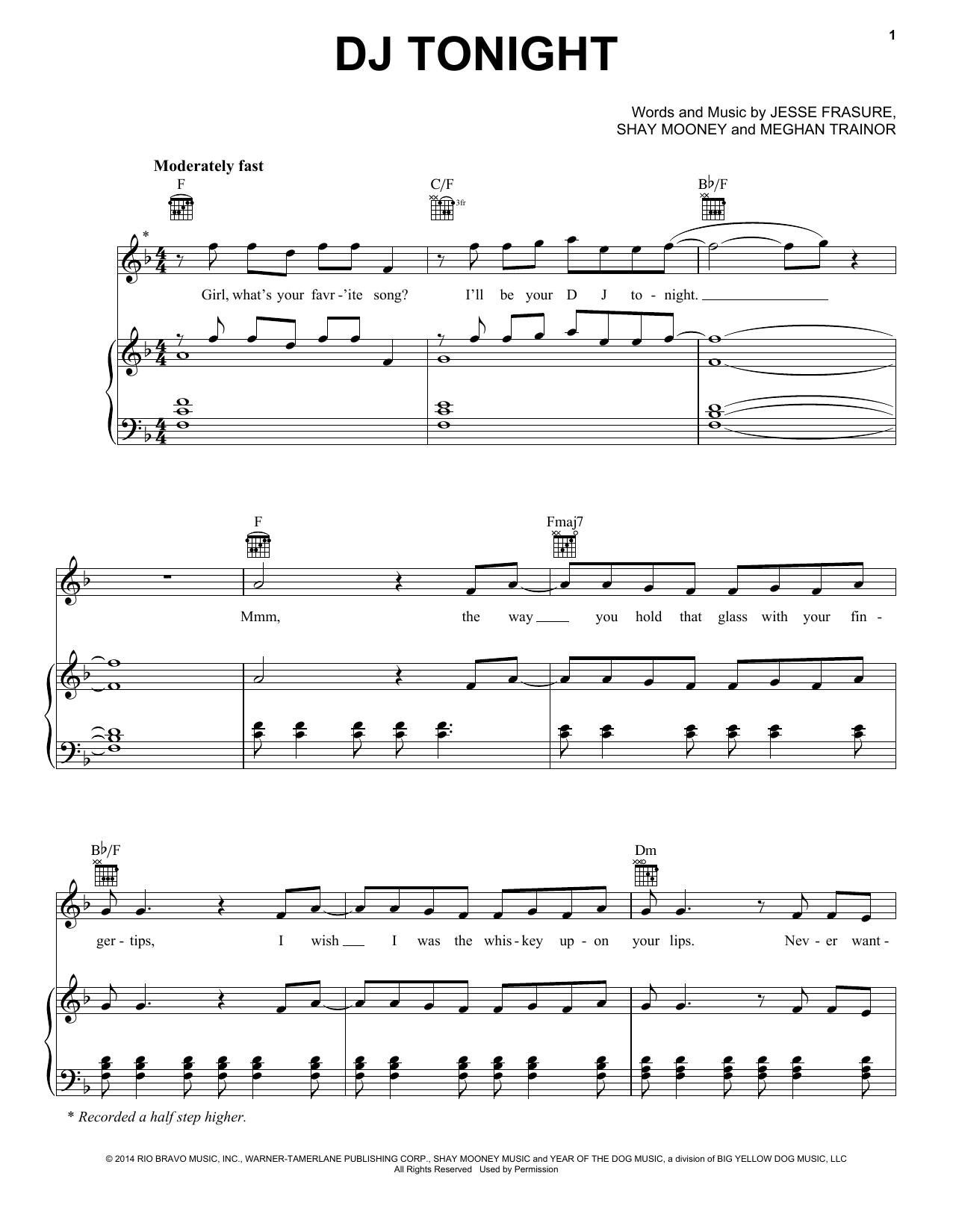 Rascal Flatts DJ Tonight sheet music notes and chords arranged for Piano, Vocal & Guitar Chords (Right-Hand Melody)