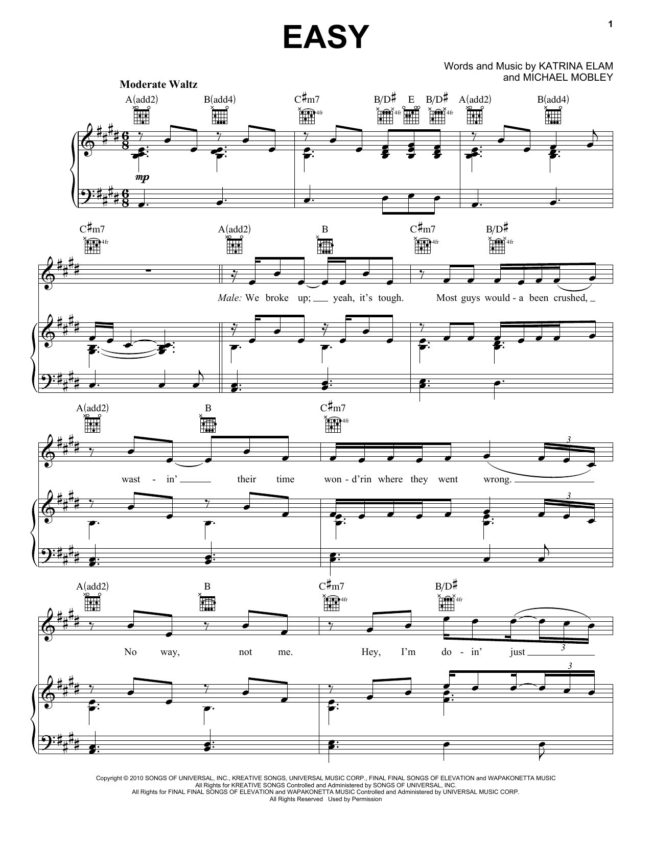 Rascal Flatts feat. Natasha Bedingfield Easy sheet music notes and chords arranged for Piano, Vocal & Guitar Chords (Right-Hand Melody)