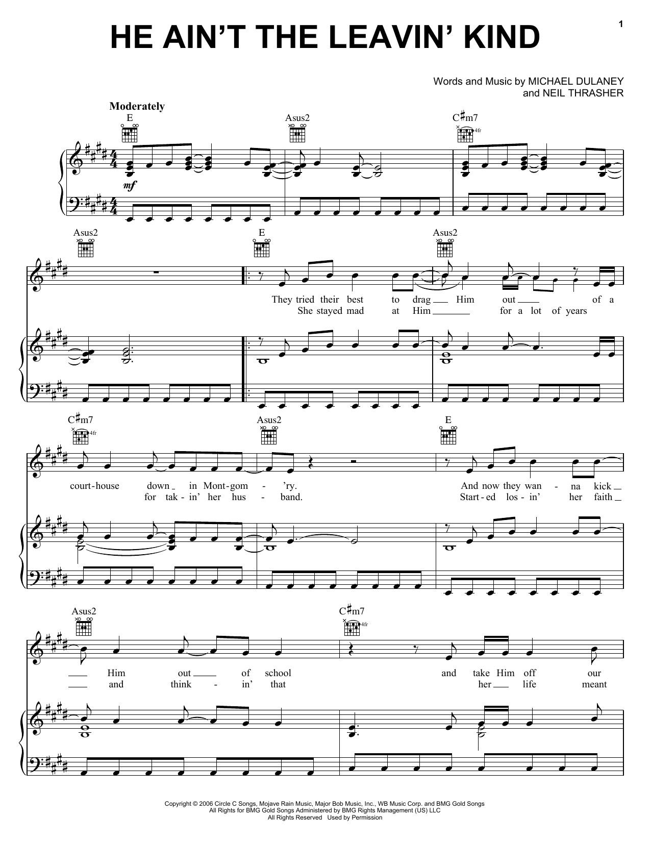 Rascal Flatts He Ain't The Leavin' Kind sheet music notes and chords arranged for Piano, Vocal & Guitar Chords (Right-Hand Melody)