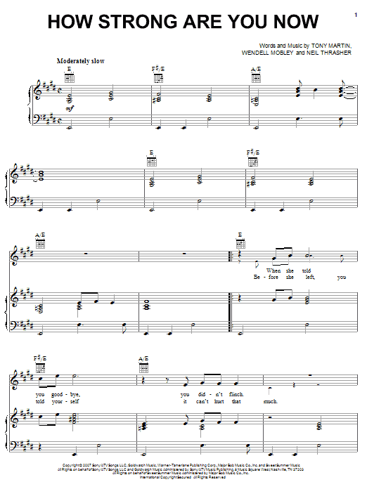 Rascal Flatts How Strong Are You Now sheet music notes and chords arranged for Piano, Vocal & Guitar Chords (Right-Hand Melody)