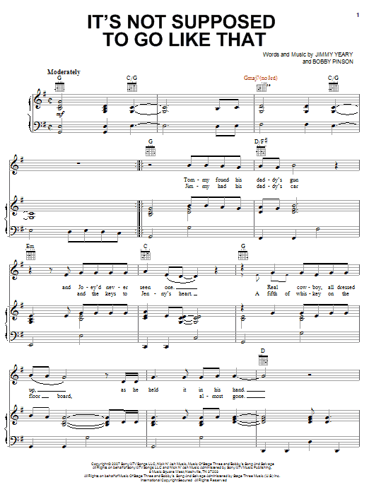 Rascal Flatts It's Not Supposed To Go Like That sheet music notes and chords arranged for Piano, Vocal & Guitar Chords (Right-Hand Melody)