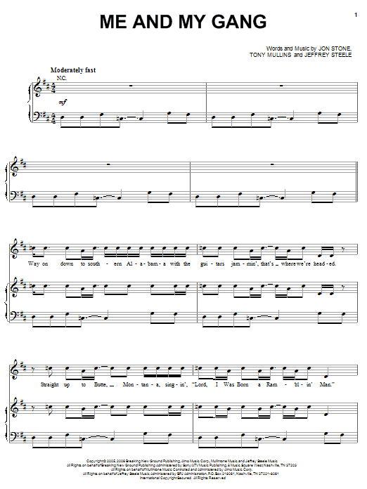 Rascal Flatts Me And My Gang sheet music notes and chords arranged for Guitar Tab (Single Guitar)