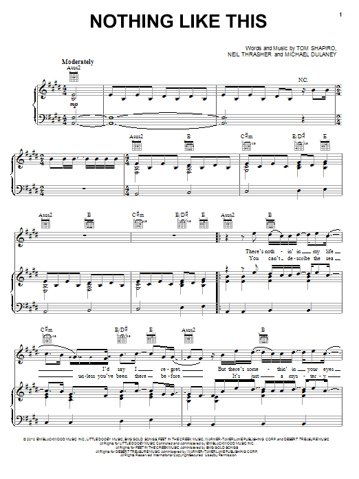 Rascal Flatts Nothing Like This sheet music notes and chords arranged for Piano, Vocal & Guitar Chords (Right-Hand Melody)