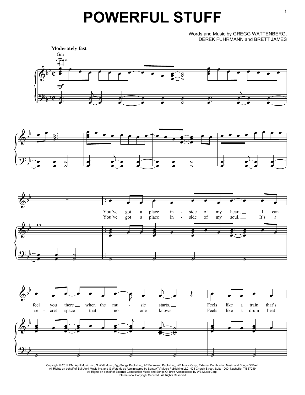 Rascal Flatts Powerful Stuff sheet music notes and chords arranged for Piano, Vocal & Guitar Chords (Right-Hand Melody)