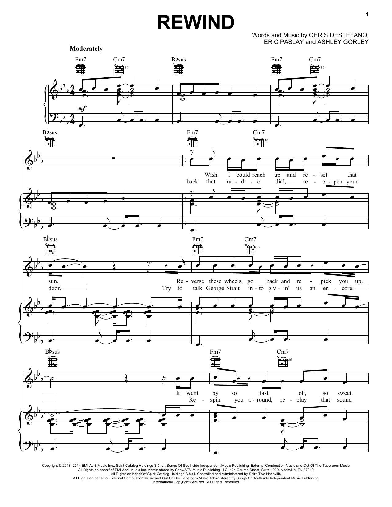 Rascal Flatts Rewind sheet music notes and chords arranged for Piano, Vocal & Guitar Chords (Right-Hand Melody)