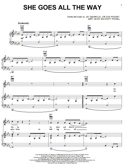 Rascal Flatts She Goes All The Way sheet music notes and chords arranged for Piano, Vocal & Guitar Chords (Right-Hand Melody)