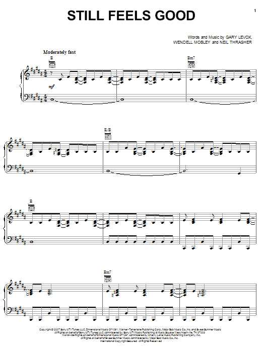 Rascal Flatts Still Feels Good sheet music notes and chords arranged for Piano, Vocal & Guitar Chords (Right-Hand Melody)