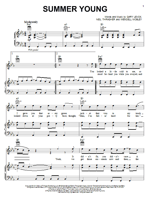 Rascal Flatts Summer Young sheet music notes and chords arranged for Piano, Vocal & Guitar Chords (Right-Hand Melody)