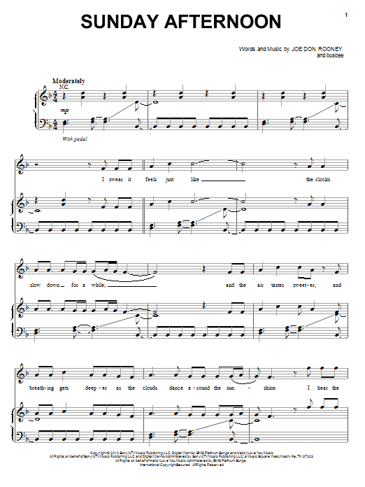 Rascal Flatts Sunday Afternoon sheet music notes and chords arranged for Piano, Vocal & Guitar Chords (Right-Hand Melody)