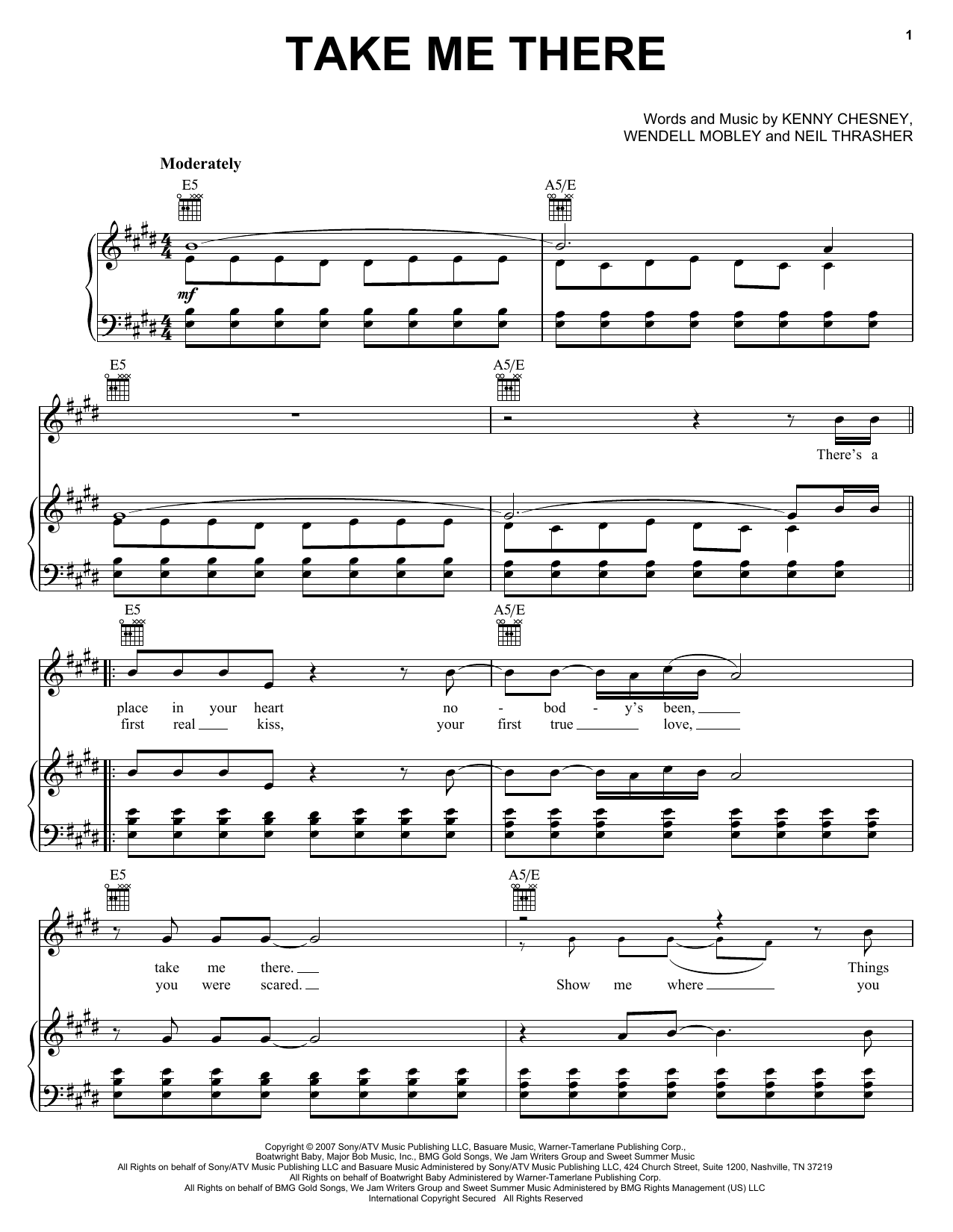 Rascal Flatts Take Me There sheet music notes and chords arranged for Piano, Vocal & Guitar Chords (Right-Hand Melody)