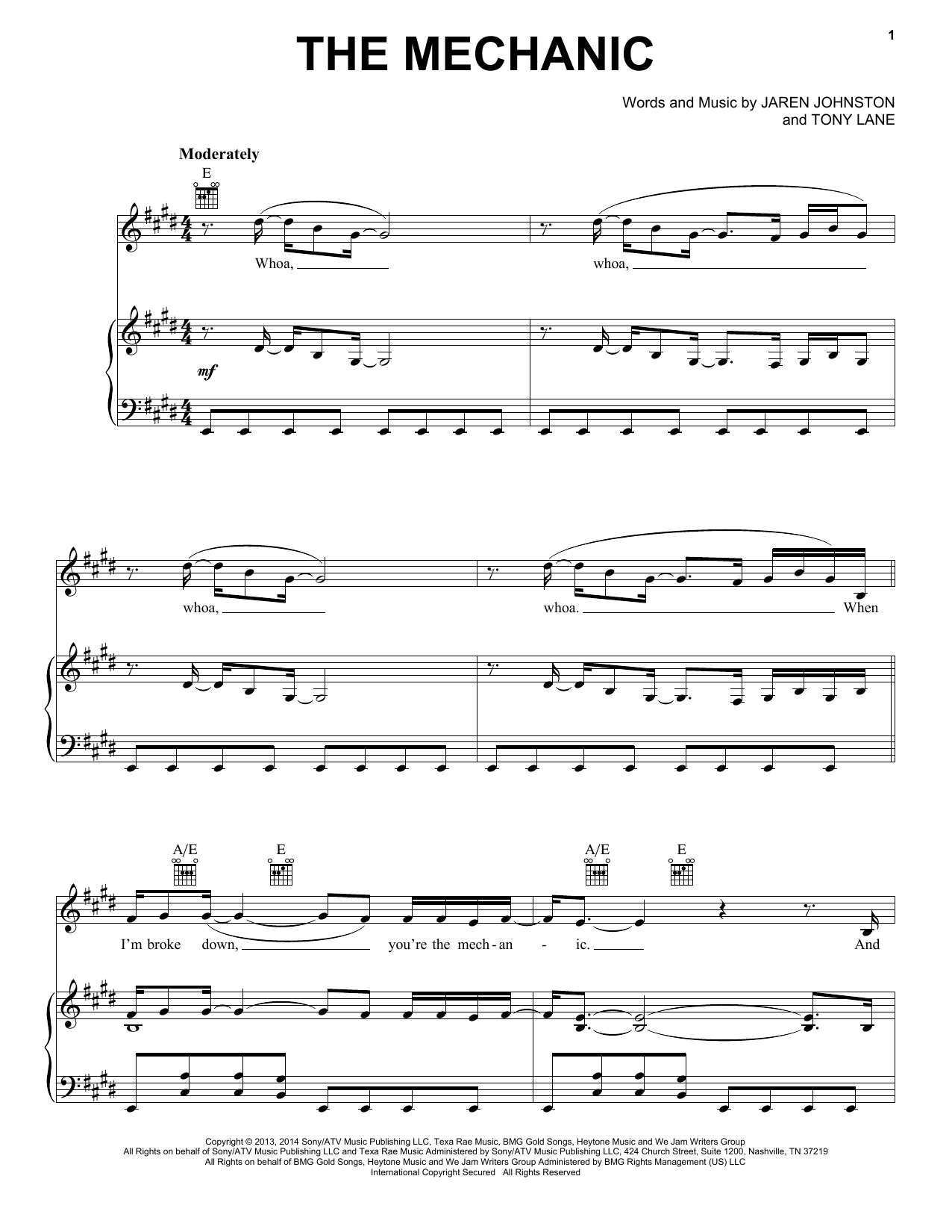 Rascal Flatts The Mechanic sheet music notes and chords arranged for Piano, Vocal & Guitar Chords (Right-Hand Melody)