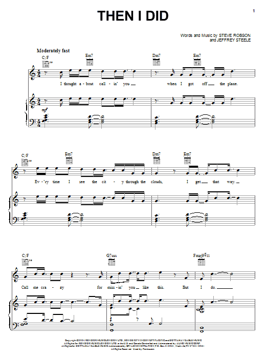 Rascal Flatts Then I Did sheet music notes and chords arranged for Piano, Vocal & Guitar Chords (Right-Hand Melody)