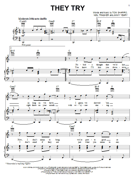 Rascal Flatts They Try sheet music notes and chords arranged for Piano, Vocal & Guitar Chords (Right-Hand Melody)