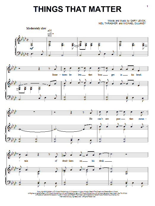 Rascal Flatts Things That Matter sheet music notes and chords arranged for Piano, Vocal & Guitar Chords (Right-Hand Melody)