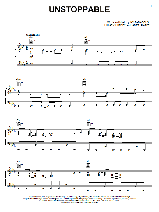 Rascal Flatts Unstoppable sheet music notes and chords arranged for Piano, Vocal & Guitar Chords (Right-Hand Melody)