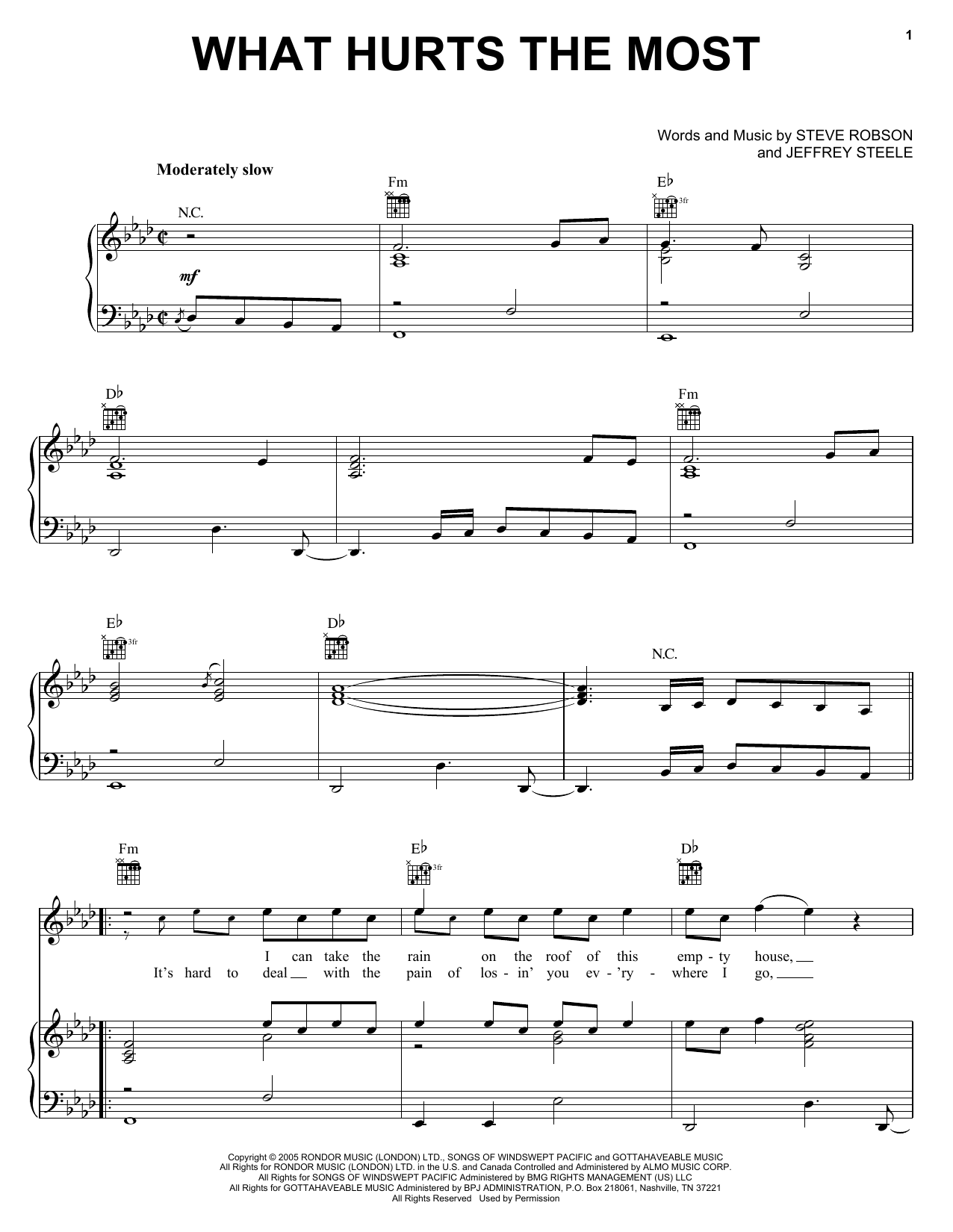 Rascal Flatts What Hurts The Most sheet music notes and chords arranged for Guitar Lead Sheet