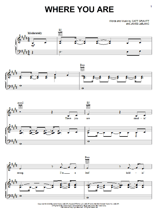 Rascal Flatts Where You Are sheet music notes and chords arranged for Piano, Vocal & Guitar Chords (Right-Hand Melody)
