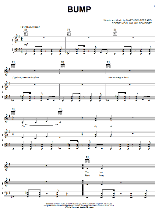 Raven-Symone Bump sheet music notes and chords arranged for Piano, Vocal & Guitar Chords (Right-Hand Melody)