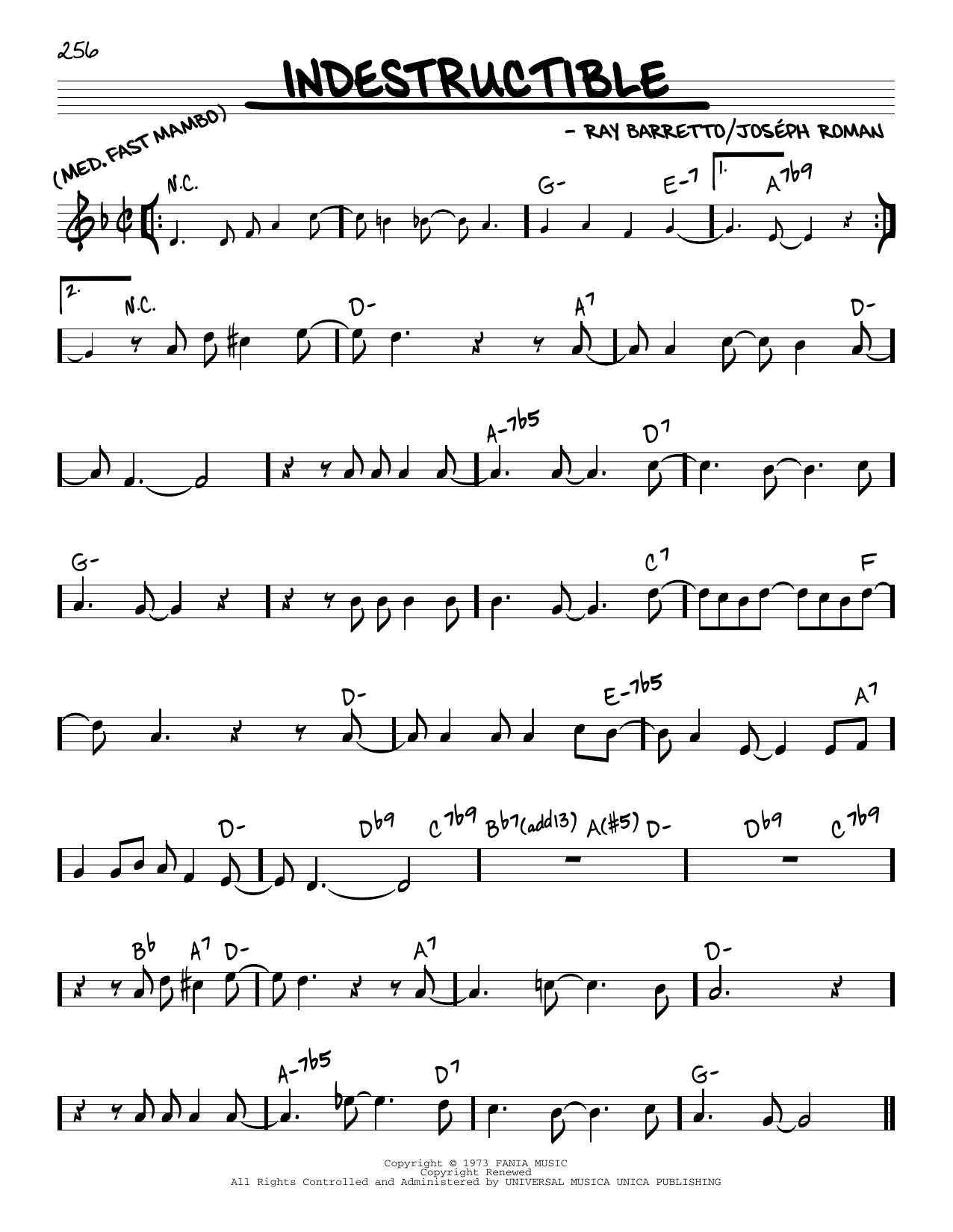 Ray Barretto Indestructible sheet music notes and chords arranged for Real Book – Melody & Chords