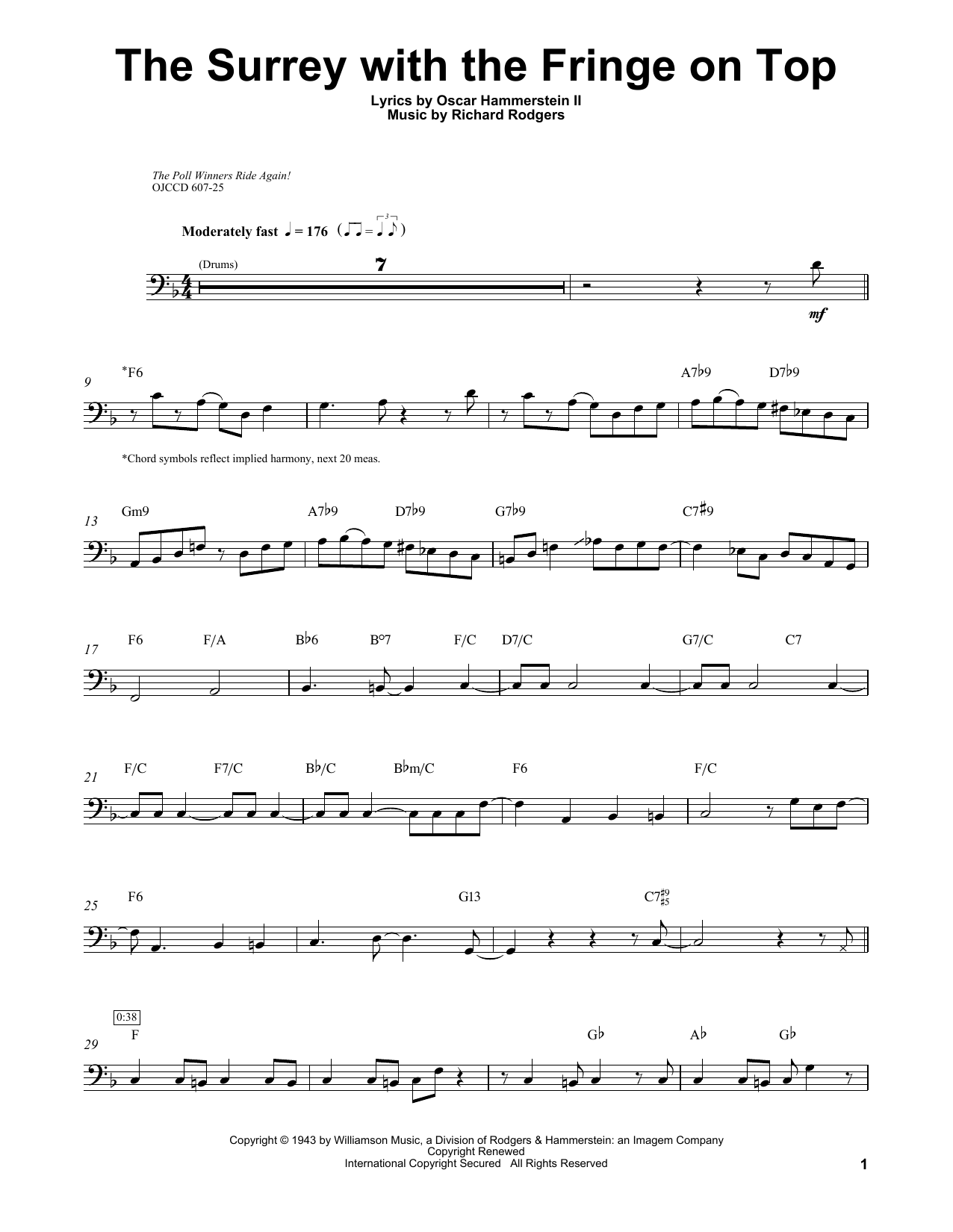 Ray Brown The Surrey With The Fringe On Top (from Oklahoma!) sheet music notes and chords arranged for String Bass Transcription