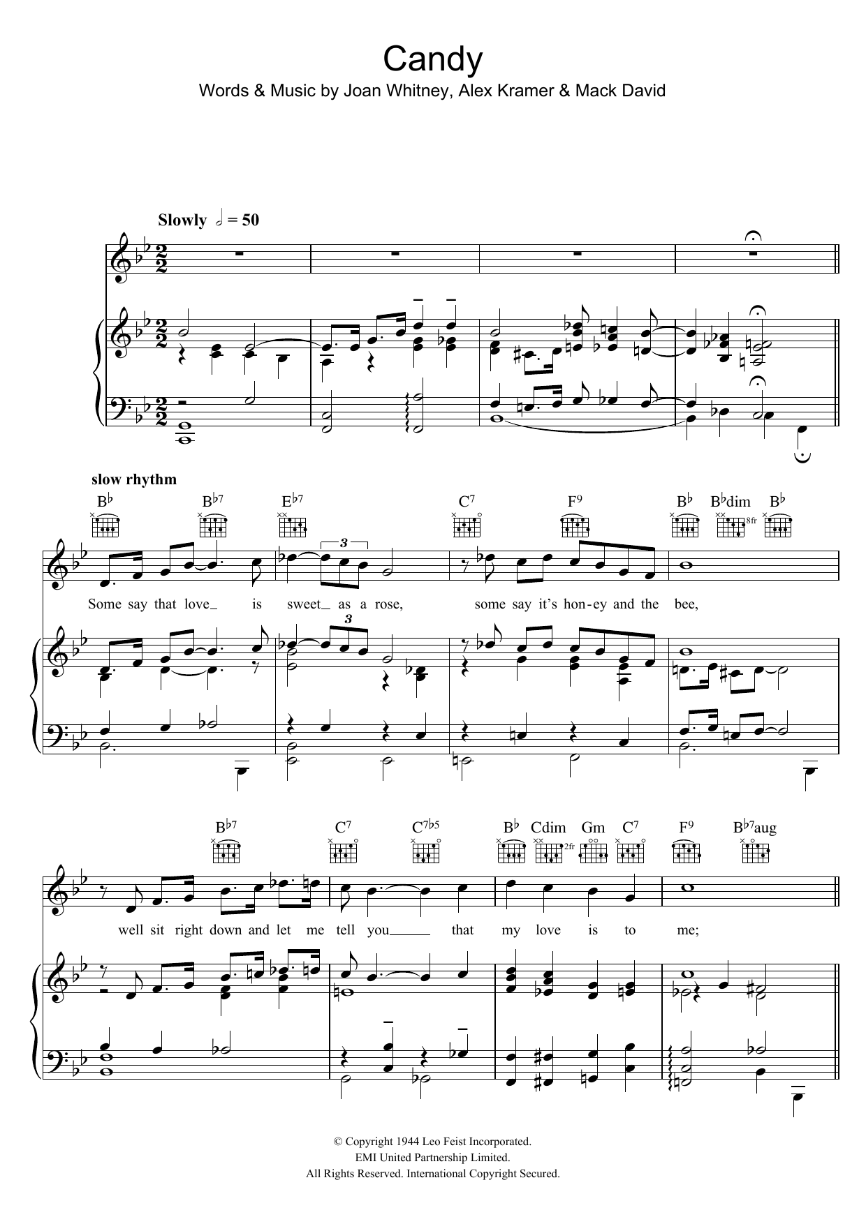 Ray Charles Candy sheet music notes and chords arranged for Piano, Vocal & Guitar Chords