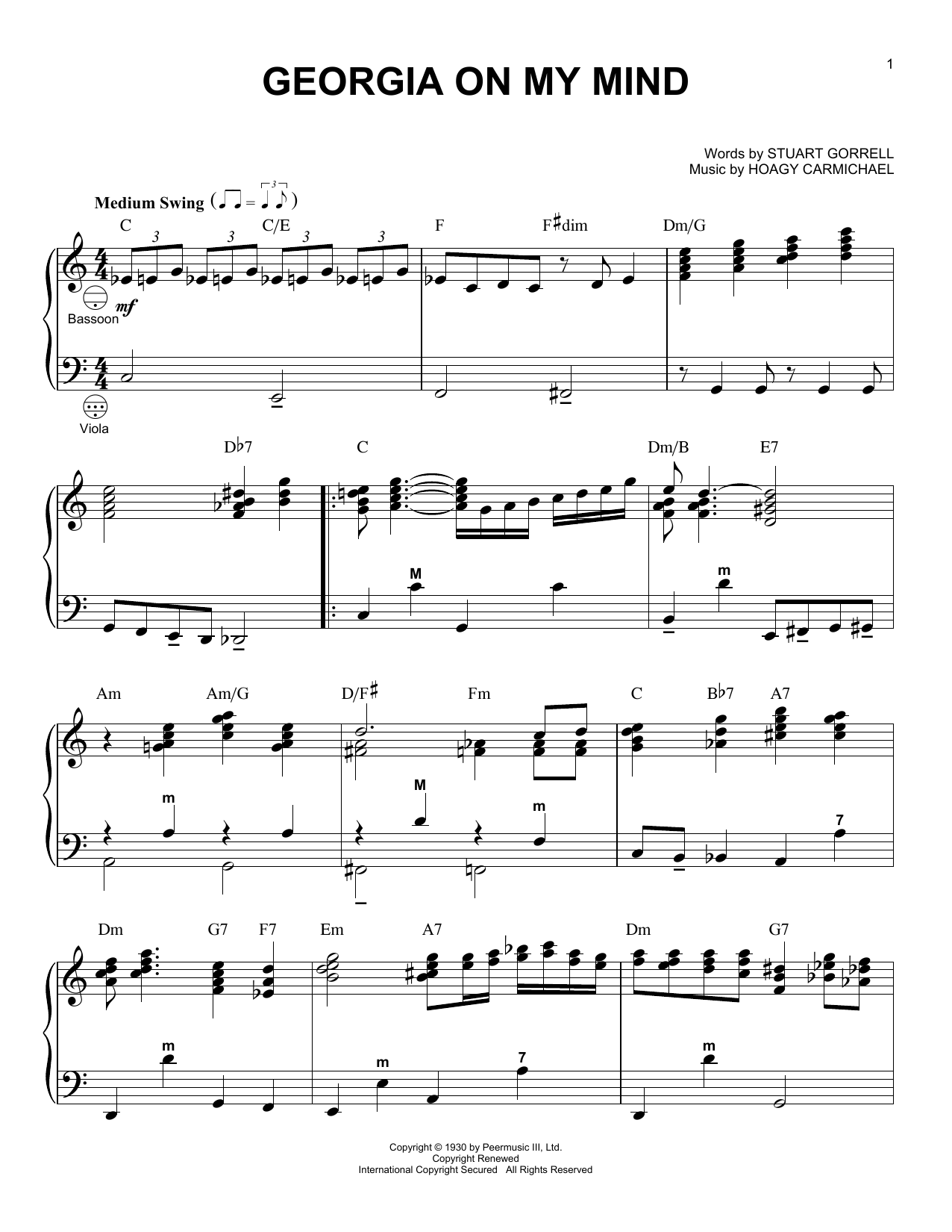 Ray Charles Georgia On My Mind (arr. Gary Meisner) sheet music notes and chords arranged for Accordion
