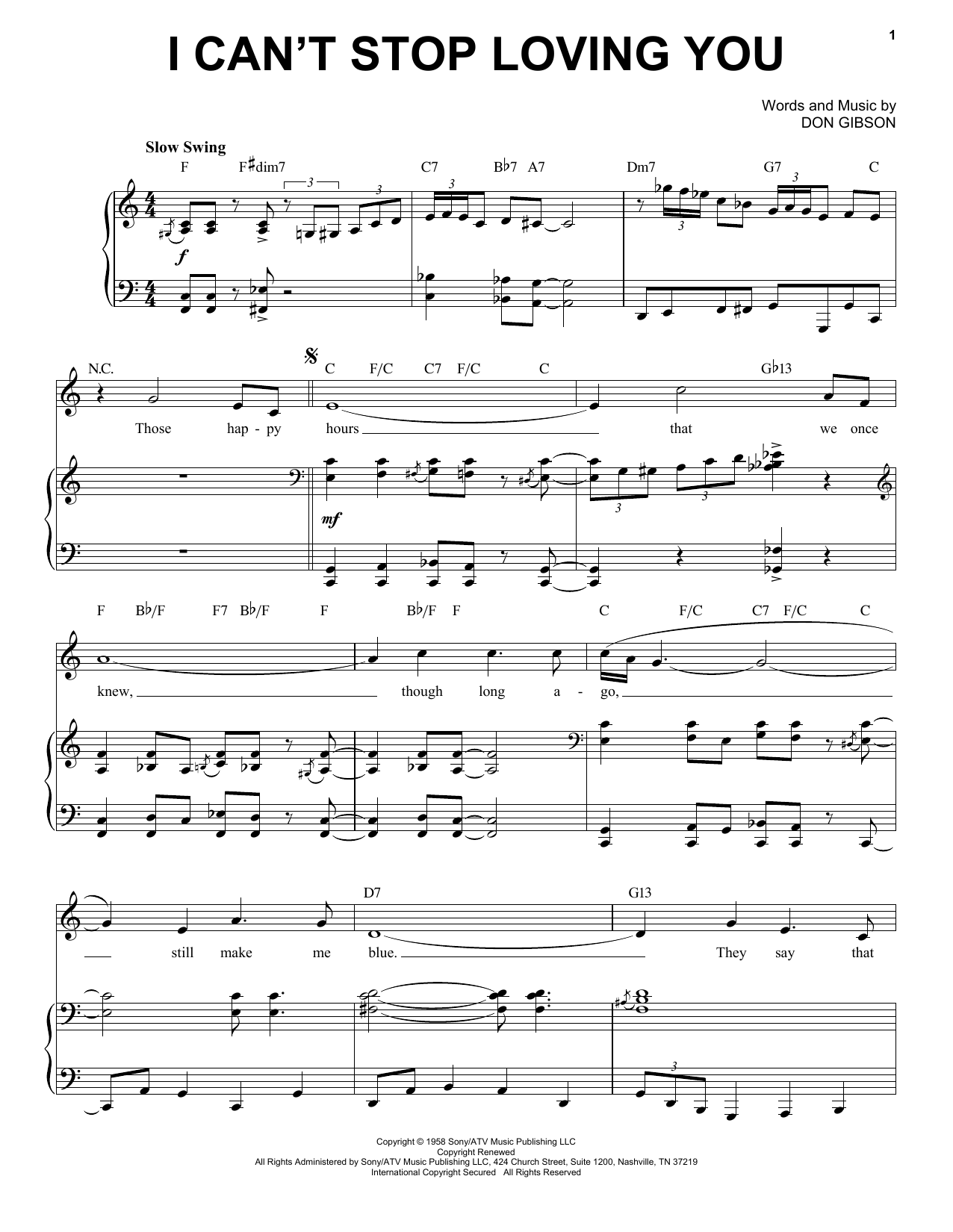 Ray Charles I Can't Stop Loving You [Jazz version] (arr. Brent Edstrom) sheet music notes and chords arranged for Piano & Vocal