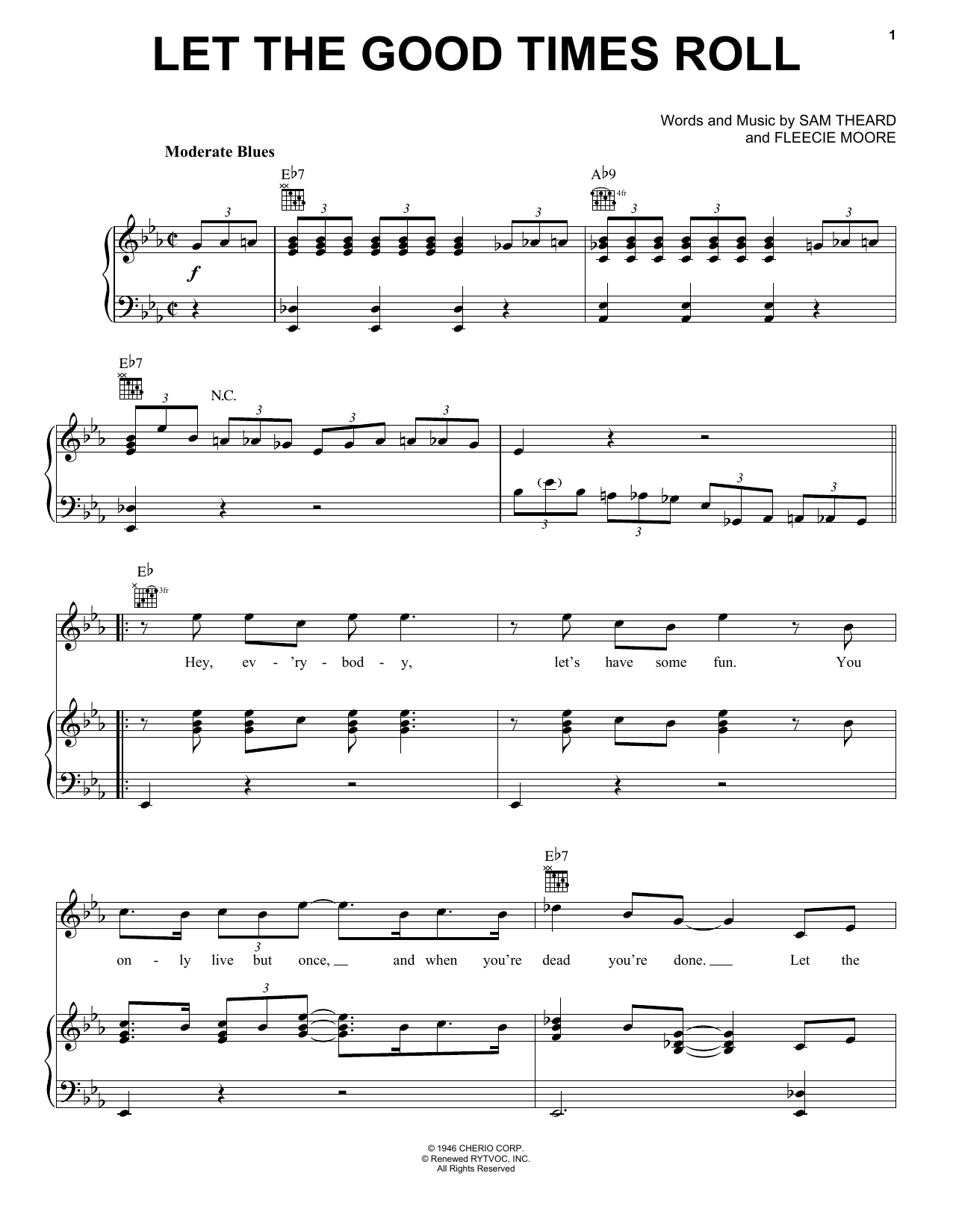 Ray Charles Let The Good Times Roll sheet music notes and chords arranged for Easy Piano