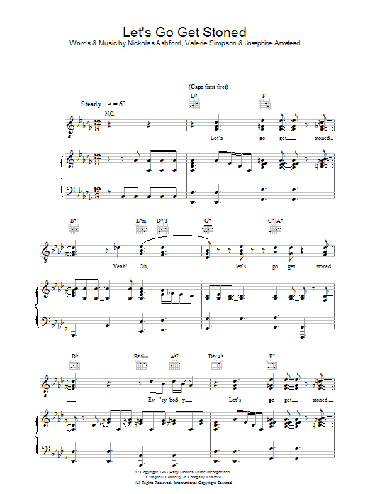 Ray Charles Let's Go Get Stoned sheet music notes and chords arranged for Lead Sheet / Fake Book