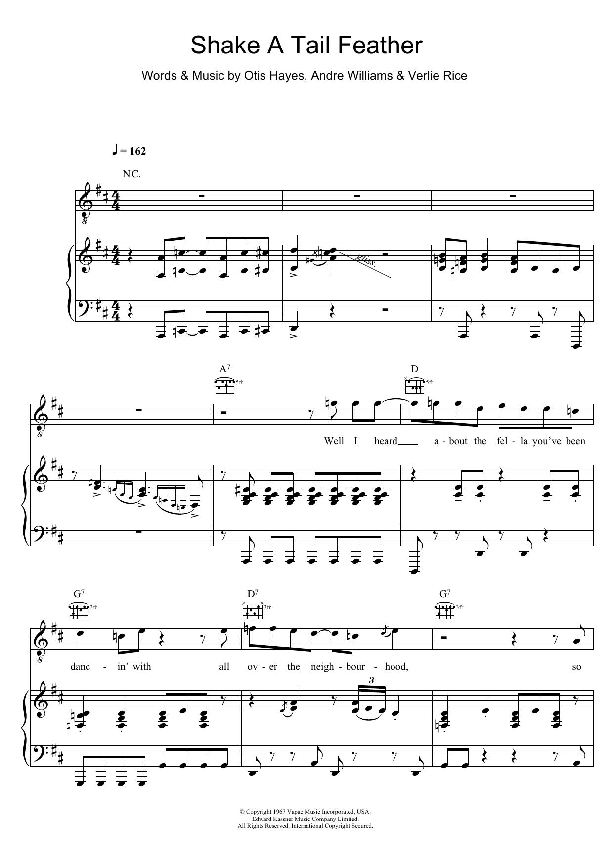 Ray Charles Shake A Tail Feather sheet music notes and chords arranged for Piano, Vocal & Guitar Chords